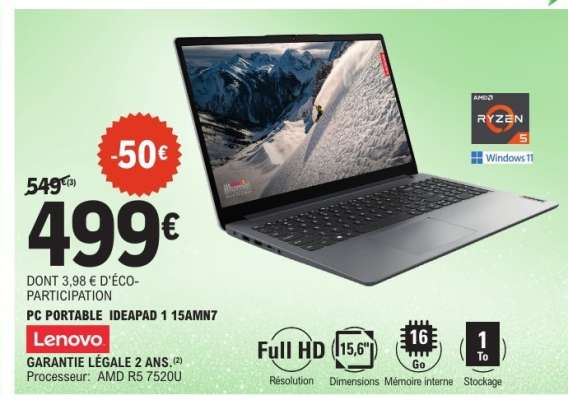 PC PORTABLE IDEAPAD 1 15AMN7
