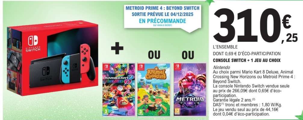 CONSOLE SWITCH + 1 JEU AU CHOIX