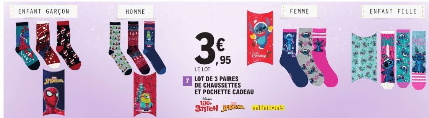 Lot de 3 paires de chaussettes et pochette cadeau