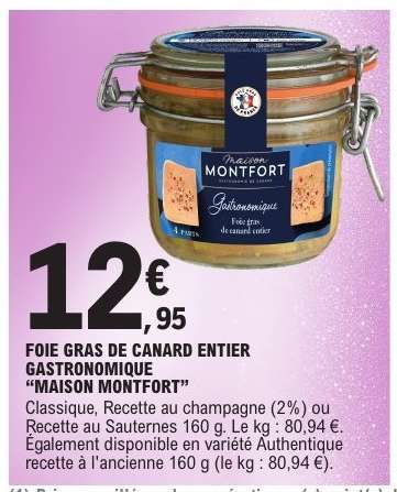 Foie Gras de Canard Entier Gastronomique 'Maison Montfort'