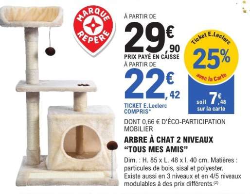 ARBRE À CHAT 2 NIVEAUX 'TOUS MES AMIS'
