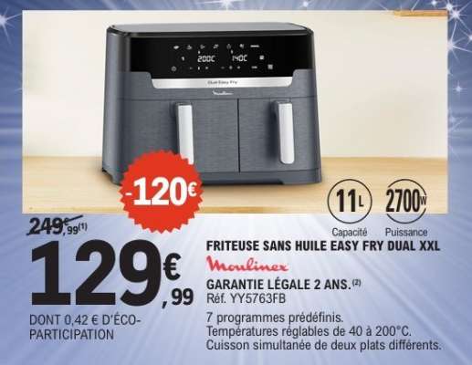 FRITEUSE SANS HUILE EASY FRY DUAL XXL