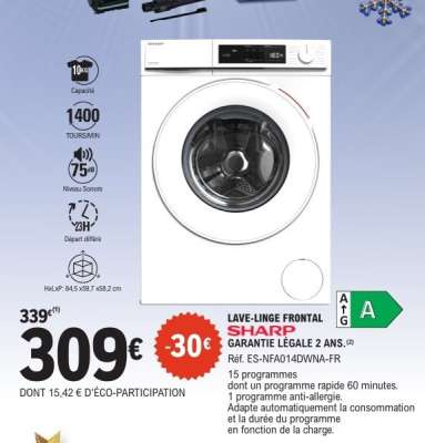 LAVE LINGE FRONTAL 'SHARP'