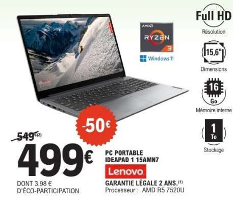 PC PORTABLE IDEAPAD 1 15AMN7