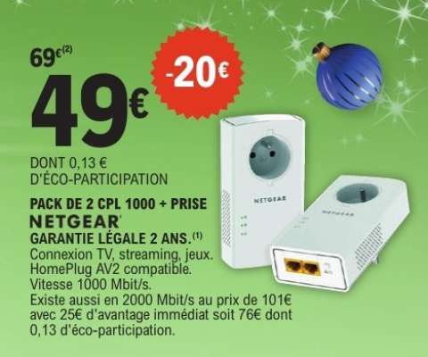 PACK DE 2 CPL 1000 + PRISE NETGEAR