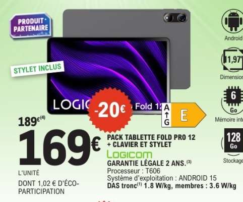 Pack Tablette Fold Pro 12 + Clavier et Stylet
