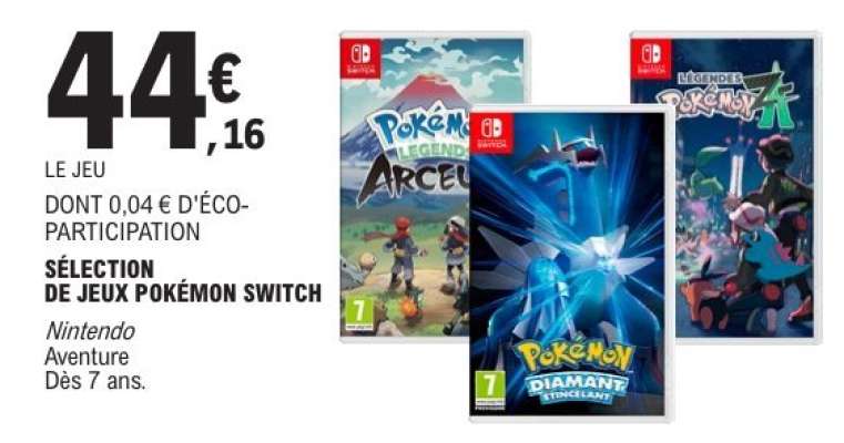 SÉLECTION DE JEUX POKÉMON SWITCH
