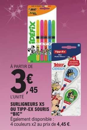 Surligneurs x5 ou Tipp-Ex Souris "BIC"