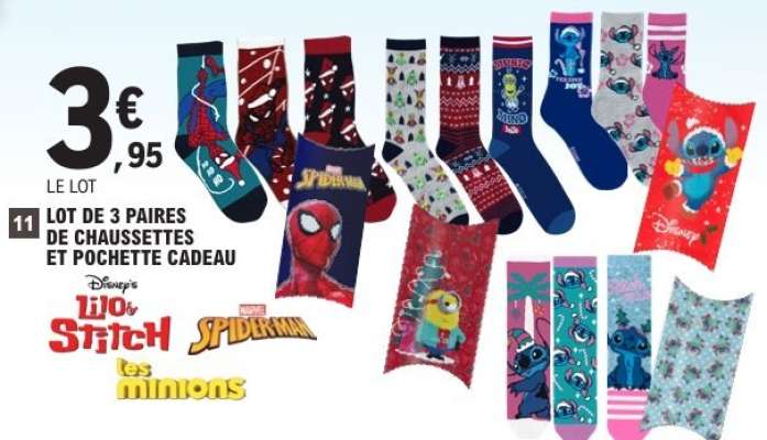 Lot de 3 paires de chaussettes et pochette cadeau