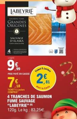 4 TRANCHES DE SAUMON FUMÉ SAUVAGE 'LABEYRIE'