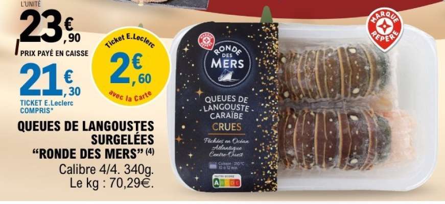 QUEUES DE LANGOUSTES SURGELÉES “RONDE DES MERS”