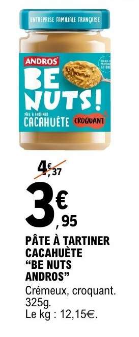 PÂTE À TARTINER CACAHUÈTE "BE NUTS ANDROS"
