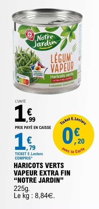 HARICOTS VERTS VAPEUR EXTRA FIN “NOTRE JARDIN”