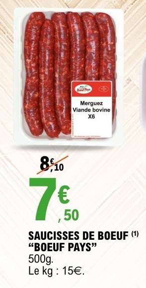 SAUCISSES DE BOEUF "BOEUF PAYS"