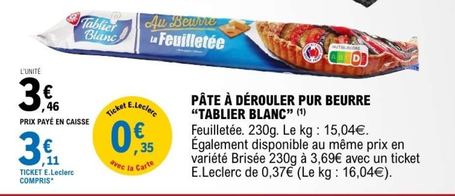 PÂTE À DÉROULER PUR BEURRE 'TABLIER BLANC'