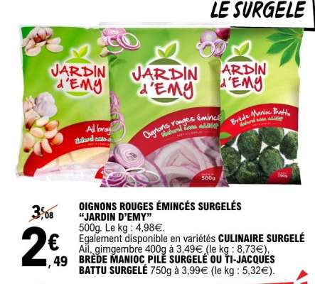 OIGNONS ROUGES ÉMINCÉS SURGELÉS 'JARDIN D’EMY'