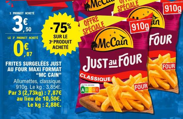 Frites Surgelées Just au Four Maxi Format 'Mc Cain'