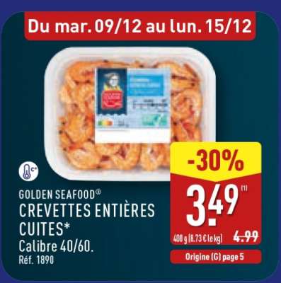 GOLDEN SEAFOOD CREVETTES ENTIÈRES CUITES