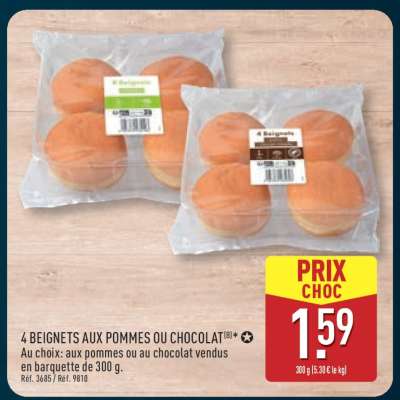 4 BEIGNETS AUX POMMES OU CHOCOLAT