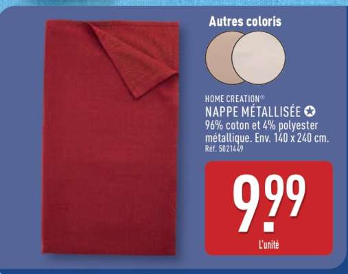 HOME CREATION® NAPPE MÉTALLISÉE