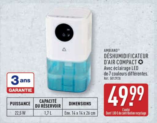 AMBIANO® DÉSHUMIDIFICATEUR D’AIR COMPACT