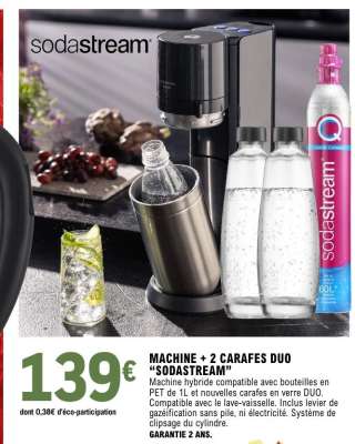 MACHINE + 2 CARAFES DUO “SODASTREAM”