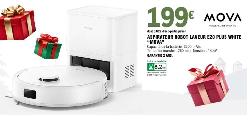 ASPIRATEUR ROBOT LAVEUR E20 PLUS WHITE "MOVA"