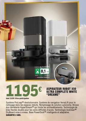 ASPIRATEUR ROBOT X50 ULTRA COMPLETE WHITE “DREAME”