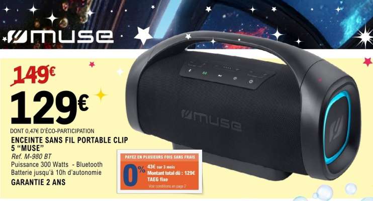 ENCEINTE SANS FIL PORTABLE CLIP 5 'MUSE'