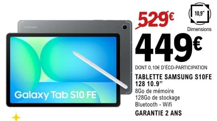 TABLETTE SAMSUNG S10FE 128 10.9”