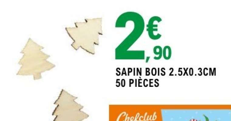 SAPIN BOIS 2.5X0.3CM 50 PIÈCES