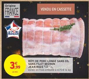 Rôti de porc longe sans os, sans filet mignon Jean Rozé