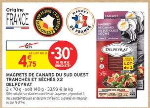 MAGRETS DE CANARD DU SUD OUEST TRANCHÉS ET SÉCHÉS X2 DELPEYRAT