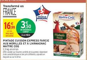 PINTADE CUISSON EXPRESS FARCIE AUX MORILLES ET À L'ARMAGNAC MAÎTRE COQ