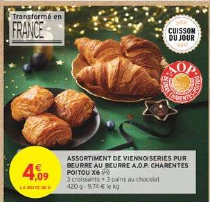 ASSORTIMENT DE VIENNOISERIES PUR BEURRE AU BEURRE A.O.P. CHARENTES POITOU X6