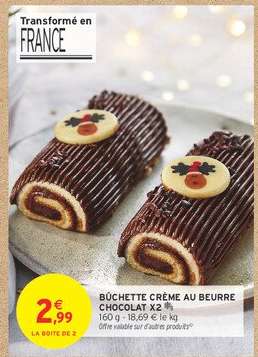 BÛCHETTE CRÈME AU BEURRE CHOCOLAT X2