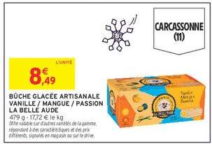 BÛCHE GLACÉE ARTISANALE VANILLE / MANGUE / PASSION LA BELLE AUDE