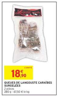 QUEUES DE LANGOUSTE CARAÏBES SURGELÉES