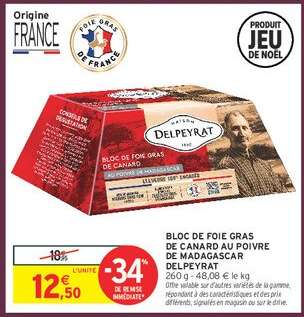 BLOC DE FOIE GRAS DE CANARD AU POIVRE DE MADAGASCAR DELPEYRAT