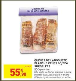 QUEUES DE LANGOUSTE BLANCHE CRUES 60/224 SURGELÉES