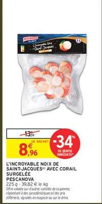 L'INCROYABLE NOIX DE SAINT-JACQUES® AVEC CORAIL SURGELÉE PESCANOVA