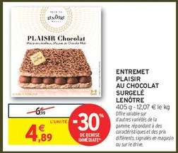 ENTREMET PLAISIR AU CHOCOLAT SURGELÉ LENÔTRE