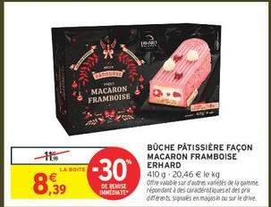 BÛCHE PÂTISSIÈRE FAÇON MACARON FRAMBOISE ERHARD