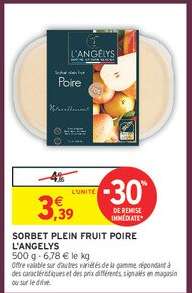 SORBET PLEIN FRUIT POIRE L'ANGELYS
