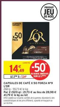 CAPSULES DE CAFÉ X 50 FORZA N°9 L'OR