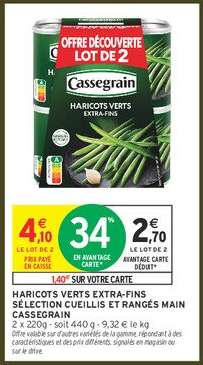 HARICOTS VERTS EXTRA-FINS SÉLECTION CUEILLIS ET RANGÉS MAIN CASSEGRAIN