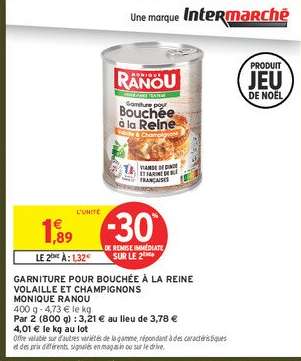 GARNITURE POUR BOUCHÉE À LA REINE VOLAILLE ET CHAMPIGNONS