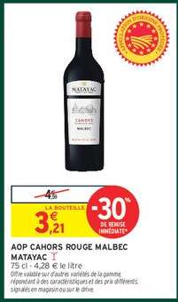 AOP CAHORS ROUGE MALBEC MATAYAC