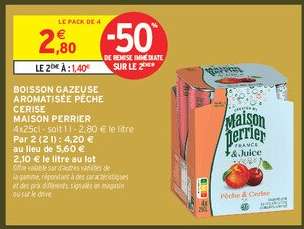 BOISSON GAZEUSE AROMATISÉE PÊCHE CERISE MAISON PERRIER