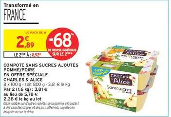 Compote Sans Sucres Ajoutés Pomme/Poire